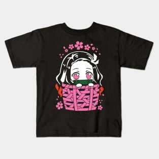 Nezuko Cute Hiding Fanart Kids T-Shirt